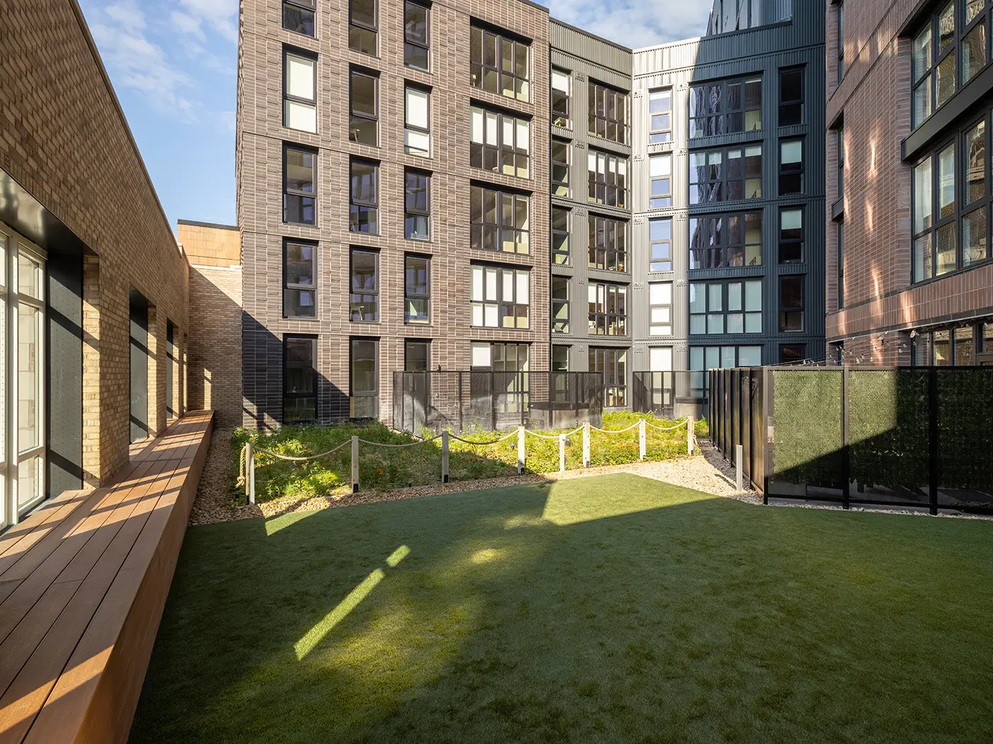 Apartment courtyard with grass